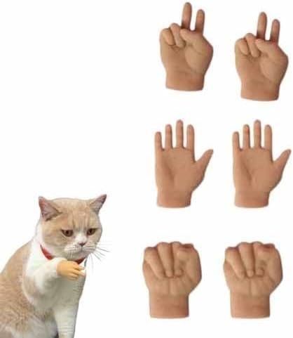 Giurui Mini Hände für Katzen, Dehnbare TPR-Hände Katzenspielzeug, Winzige Fingerhände, Katze Interaktives Spielzeug, Mini Gekreuzte Hände für Katzen, Gag Performance (A) von Giurui