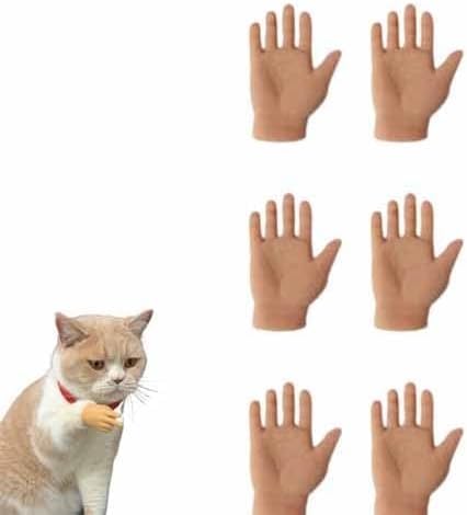 Giurui Mini Hände für Katzen, Dehnbare TPR-Hände Katzenspielzeug, Winzige Fingerhände, Katze Interaktives Spielzeug, Mini Gekreuzte Hände für Katzen, Gag Performance (B) von Giurui