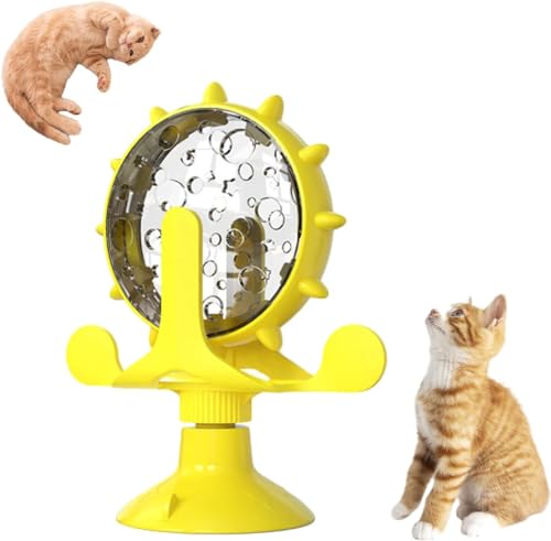 Giurui Riesenrad Leckerli-Spielzeug, Katze Hund Puzzle Leaky Toys, Interaktives Katzenspielzeug Slow Feeder, Lustiges Katzenspielzeug Pet Treats Anreicherung Spielzeug, Katzenfutter Leckerli Spender von Giurui