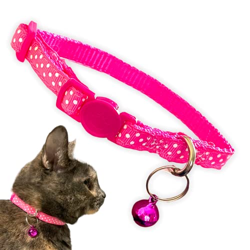 Giving Paws - Buntes gepunktetes Katzenhalsband – gibt Haustieren in Not – sicheres und modisches Katzenhalsband – stilvolles 0,95 cm breites, verstellbares Kätzchenhalsband – rosa von Giving Paws