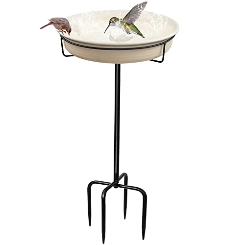 Giyiprpi Vogeltränke Vogelbad Futter Schale Wasserstelle Stehend, Vogelbad Garten für Wildvögel Wassertränke für Vögel, Vogeltränke Groß Frostsicher Winterfest Vogeltränke (D) von Giyiprpi