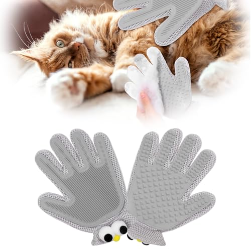 Gjinxi 2-in-1-Pflegehandschuh für Katzen und Hunde, effiziente Enthaarungsbürste, langer, kurzer Fellentfernungshandschuh, sanfte Massage für Welpen, Kätzchen, Baden, Fellpflege, Bürste, Werkzeug von Gjinxi