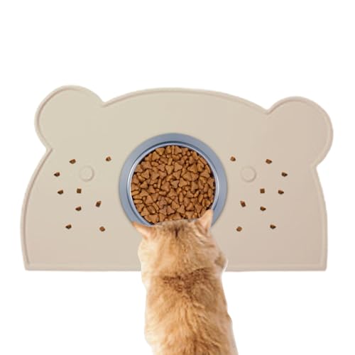 GjnjfdF Matte für Hunde, Wassermatte – erhöhte Kanten Cat Feeder Pad | Silikon-Taft ohne Verrutschen waschbar, Tablett in Bärenform, auslaufsicher für Kätzchen von GjnjfdF