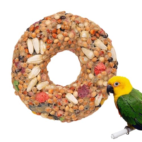 GjnjfdF Wellensittich Futter - Spielzeug Für Wellensittiche,Donut-förmiger Beißring Mit Körner Snacks Für Training, Beschäftigung Und Futtersuche Für Unzertrennliche von GjnjfdF