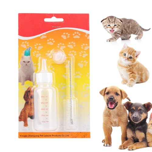 GjnjfdF Welpen Flaschen - 50ml Fläschchen Set Für Welpen Und Kitten Zubehör Zum Säugen - Tränke mit Reinigungsbürste für Reisen Camping und täglichen Gebrauch für Katzen Kaninchen Hamster Frettchen von GjnjfdF