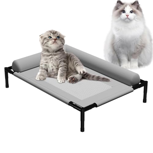 GkgWuxf Erhöhtes Hundebett, erhöhtes Hundebett | Hundehammockelbett mit Kissen und atmungsaktivem Netz | Abnehmbare waschbare Haustierzubehör für Cat Outdoor Camping Terrasse Sonnenbaden Reisereisen von GkgWuxf