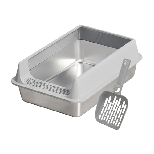 GkgWuxf Katzentoilette | Spritzwassergeschützte große Kätzchentoilette mit Schaufel | Antihaft-Haustierzubehör für große mittelgroße kleine Katze Wohnung Garten Balkon Terrasse von GkgWuxf