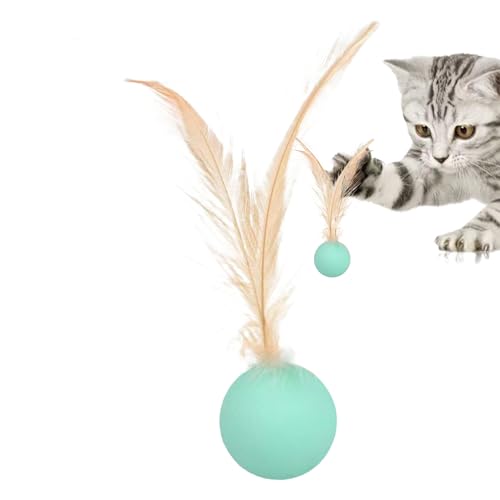 Gkumgwo Interaktiver Katzenspielzeugball, Bälle für Katzen - Langeweile Relief Toy,Tragbarer interaktiver Katzenball mit Feder für die Übungsjagd Langeweile Relief Outdoor -Spiel von Gkumgwo