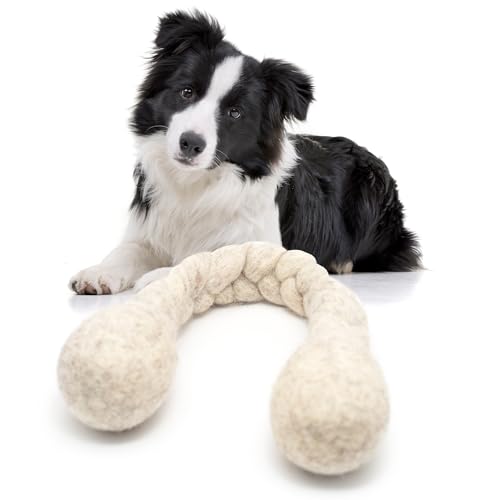 Glaciart One 38,1 cm langes Hundespielzeug aus Wolle – langlebiges Kauspielzeug für kleine und mittelgroße Rassen – natürlich, plastikfrei, nicht allergisch – langlebiger Spiel- und Aktivitätsball für von Glaciart One