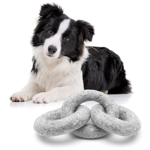 Glaciart One Kauringe für Hunde aus Filzwolle, langlebig für Welpen, zum Zahnen und zur Zahnreinigung von Hunden, Haustierspielzeug, Apportierspiele und gegen Angst/Langeweile, ideal für kleine oder von Glaciart One