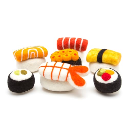 Glaciart One Sushi-Katzenspielzeug-Set aus Wolle mit Katzenminze, niedliches Katzenspielzeug für Interaktion und Langeweile, fördert das Training, Erkunden und Spielen, gefüllt mit Bio-Katzenminze, um Glaciart One Sushi-Katzenspielzeug-Set aus Wolle mit Katzenminze, niedliches Katzenspielzeug für Interaktion und Langeweile, fördert das Training, Erkunden und Spielen, gefüllt mit Bio-Katzenminze, um von Glaciart One