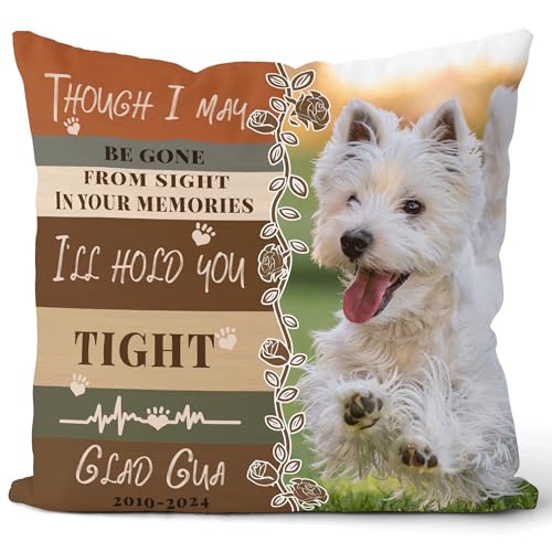 Glad Gua Feel Me Here Personalisiertes Haustier-Gedenkkissen (Einsatz im Lieferumfang enthalten), Hundekissen, Weihnachts-Gedenkgeschenk, Haustierverlust-Geschenk, Trauergeschenk, Hunde-Gedenkgeschenk von Glad Gua