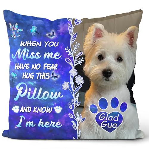 Glad Gua Feel Me Here Personalisiertes Haustier-Gedenkkissen (Einsatz im Lieferumfang enthalten), Hundekissen, Weihnachts-Gedenkgeschenk, Haustierverlust-Geschenk, Trauergeschenk, Hunde-Gedenkgeschenk von Glad Gua