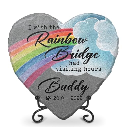 Glad Gua Gedenkstein für Haustiere, Regenbogenbrücke, personalisierbar, Gedenkstein für Hunde, Gedenkgeschenke für den Verlust des Hundes, Haustier-Gedenksteine, Katzen-Gedenkgeschenk von Glad Gua