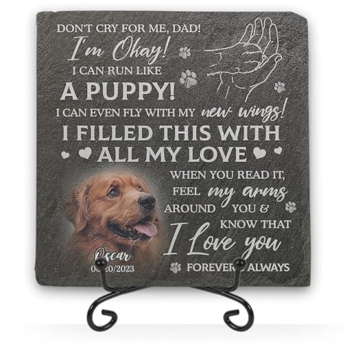 Glad Gua Gedenkstein für Hunde mit Aufschrift "Don't Cry for Me", personalisiertes Foto, Gedenkgeschenk für den Verlust des Hundes, Trauergeschenk, Friedhofsdekorationen für Grab, Glad Gua Gedenkstein für Hunde mit Aufschrift "Don't Cry for Me", personalisiertes Foto, Gedenkgeschenk für den Verlust des Hundes, Trauergeschenk, Friedhofsdekorationen für Grab, von Glad Gua