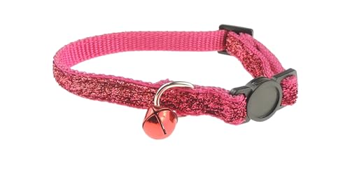 Festliches glitzerndes Prinzessinnen-Lametta-Halsband für Weihnachten, Geburtstag, Jungen, Mädchen, Katze, verstellbar, bequem, Kätzchen, Schnellverschluss, Nylon, spezielles Halsband (ovales Fuchsia) von Glamour Girlz