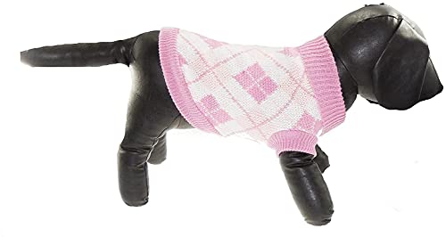 Glamour Girlz Pullover für kleine Hunde und Katzen, Argyle-Karo, warm, gestrickt, Größe XL, Rosa von Glamour Girlz