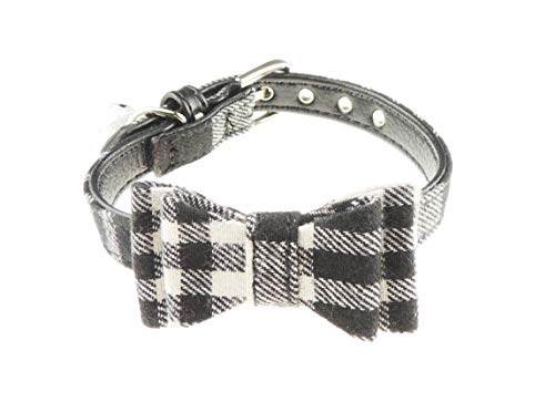 Halsband für Katzen und Kätzchen, kariert, mit Schleife, verstellbar, Weiß / Schwarz von Glamour Girlz