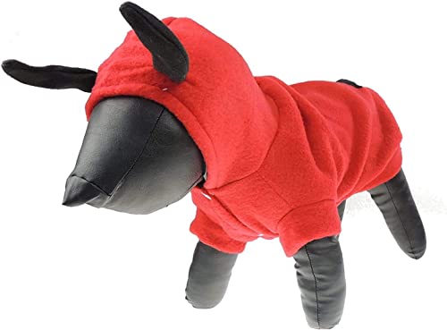 Hundepullover für kleine Hunderassen, lustig, warm, Fleece, Rot, Teufelsmotiv, für Mädchen und Jungen, Größe XS von Glamour Girlz