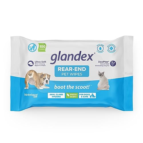 Glandex® Wischtücher für Hunde, Katzen und Haustiere Reinigen desodorierende hygienische Pflegetücher für Analdrüsen (100ct Beutel) von Glandex