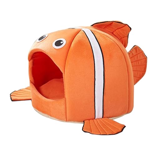 Clownfish Höhlenbettzelt für den Innenbereich, kleine bis große Maschine, Cartoon, ultraweiches Kissen, rutschfeste Unterseite, Höhlen für Indoor-Katzen, lustig von Glanhbnol