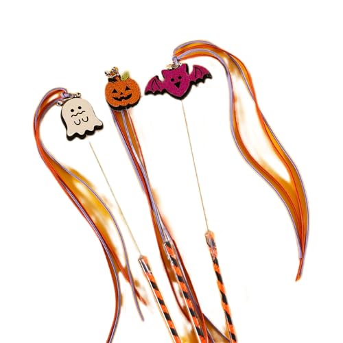 Glanhbnol Schönes Spielzeug mit SpecterPumpkinGlitters Übung Indoor Spielzeug Kätzchen Zauberstab Halloween Kürbis Spielzeug Spielzeug Teaser Spielzeug für Indoor-Katzen von Glanhbnol