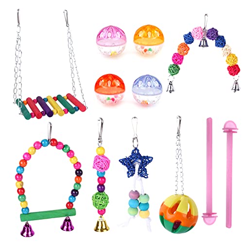 Vogelspielzeug, 12-teiliges Set, inklusive Holzleiter, Schaukel, Sitzstange, Kauspielzeug für Käfig, buntes Dekor, einfach zu installieren Vogelspielzeug, 12-teiliges Set, inklusive Holzleiter, Schaukel, Sitzstange, Kauspielzeug für Käfig, buntes Dekor, einfach zu installieren von Glanhbnol
