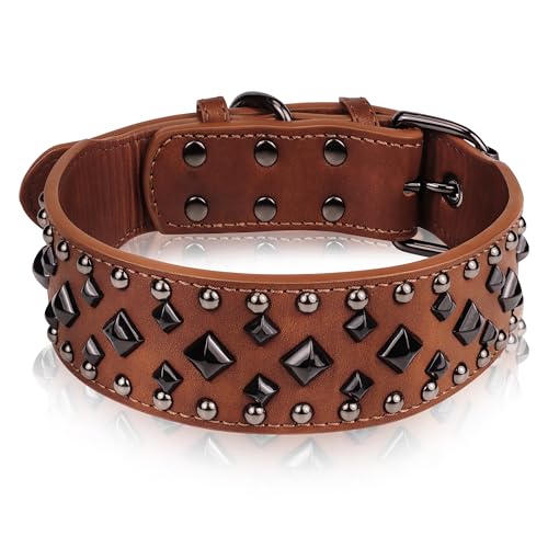 Premium Hundehalsband aus Kunstleder mit Spikes, quadratisches Nieten: stilvolles und langlebiges Design, bequeme Passform für kleine, mittelgroße und große Hunde – ideal für den täglichen Premium Hundehalsband aus Kunstleder mit Spikes, quadratisches Nieten: stilvolles und langlebiges Design, bequeme Passform für kleine, mittelgroße und große Hunde – ideal für den täglichen von Glanhook