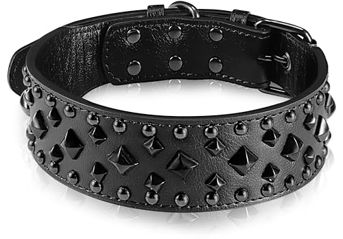 Premium Hundehalsband aus Kunstleder mit Spikes, quadratisches Nieten: stilvolles und langlebiges Design, bequeme Passform für kleine, mittelgroße und große Hunde – ideal für den täglichen Premium Hundehalsband aus Kunstleder mit Spikes, quadratisches Nieten: stilvolles und langlebiges Design, bequeme Passform für kleine, mittelgroße und große Hunde – ideal für den täglichen von Glanhook