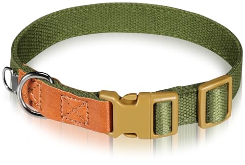 Verstellbares Hundehalsband aus Polyester-Baumwolle mit Lederakzenten, strapazierfähigem D-Ring und hochwertiger Kunststoffschnalle: bequem, stilvoll und sicher, perfekt für kleine, mittelgroße und Verstellbares Hundehalsband aus Polyester-Baumwolle mit Lederakzenten, strapazierfähigem D-Ring und hochwertiger Kunststoffschnalle: bequem, stilvoll und sicher, perfekt für kleine, mittelgroße und von Glanhook