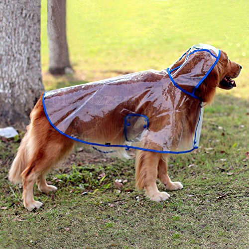 Glanzzeit Hunde-Regenmantel, durchsichtig, verstellbar, für mittelgroße und große Hunde, Größe 2XL bis 6XL (2XL, blau) von Glanzzeit