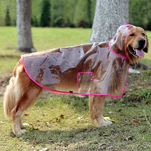 Glanzzeit Hunde-Regenmantel, durchsichtig, verstellbar, für mittelgroße und große Hunde, Größe 2XL bis 6XL (5XL, Rosa) von Glanzzeit
