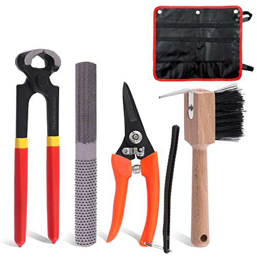 Glarks 5-teiliges professionelles Hufwerkzeug-Set, Hufzange, Hufraspel, Hufschere, Hufbürste mit Aufbewahrungstasche, Raspel, Hufschneider, Reitzubehör, Set für Pferde, Esel, Ziegen, Schweine Glarks 5-teiliges professionelles Hufwerkzeug-Set, Hufzange, Hufraspel, Hufschere, Hufbürste mit Aufbewahrungstasche, Raspel, Hufschneider, Reitzubehör, Set für Pferde, Esel, Ziegen, Schweine von Glarks
