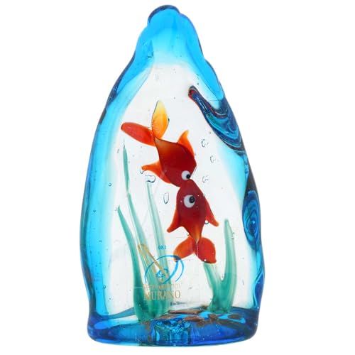 Murano Glas Aquarium mit Zwei tropischen Fischen - 4 Zoll von Glass Of Venice