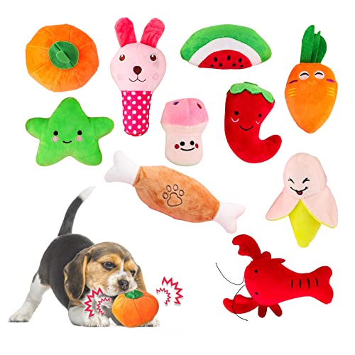 Glaublieb 10 Stück Hundespielzeug Quietschend Niedliches Weiches Plüschspielzeug Interaktives Spielzeug für Kleine und Mittlere Hunde um Langeweile zu Lindern, bis zu 12 kg (10pcs) von Glaublieb