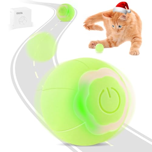 Interaktives Katzenspielzeug Ball, Intelligentes Automatisches Bewegliches Kugelpuzzle für den Innenbereich, USB-Aufladung, Haustierspielzeug mit Licht, Lustiges Geschenk für Kätzchen (grün) von Glaublieb