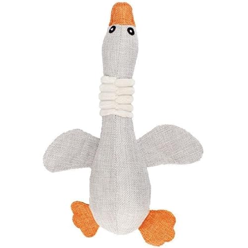 Glenmi Gänsespielzeug for Hunde, quietschendes Hundespielzeug, Kauspielzeug for Hunde, Haustier-Plüschspielzeug, Bissfestigkeit, weich mit Geräusch, Quietschgans, unzerstörbar (Color : White) von Glenmi