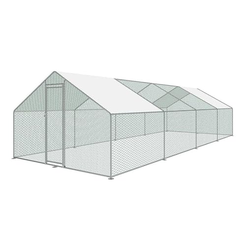 Hühnerauslauf – Käfig aus verzinktem Stahl, for 4–8 Hühner, Kaninchen, Enten, for den Garten, robuster begehbarer Hühnerauslauf(8 * 3 * 2) von Glenmi