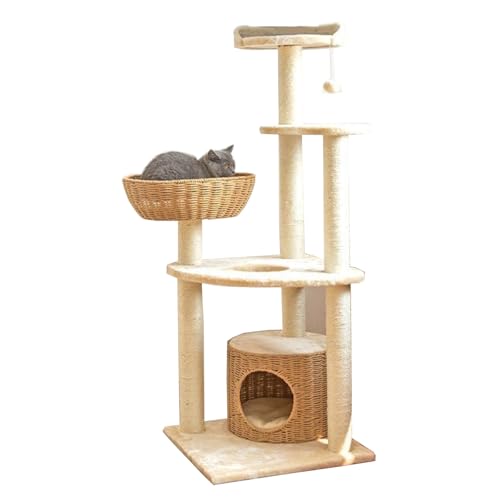Katzenbaum, Katzenturm for Hauskatzen, Katzenklettergerüst mit Sitzstangen for Katzenpfoten, gemütliche Katzenhäuser, Federball und Hängeball, Kratzbäume, mehrstöckiges Aktivitätszentrum for Haustiere Katzenbaum, Katzenturm for Hauskatzen, Katzenklettergerüst mit Sitzstangen for Katzenpfoten, gemütliche Katzenhäuser, Federball und Hängeball, Kratzbäume, mehrstöckiges Aktivitätszentrum for Haustiere von Glenmi