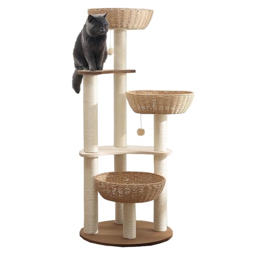 Katzenbaum, Katzenturm for Hauskatzen, Katzenklettergerüst mit Sitzstangen for Katzenpfoten, gemütliche Katzenhäuser, Federball und Hängeball, Kratzbäume, mehrstöckiges Aktivitätszentrum for Haustiere Katzenbaum, Katzenturm for Hauskatzen, Katzenklettergerüst mit Sitzstangen for Katzenpfoten, gemütliche Katzenhäuser, Federball und Hängeball, Kratzbäume, mehrstöckiges Aktivitätszentrum for Haustiere von Glenmi