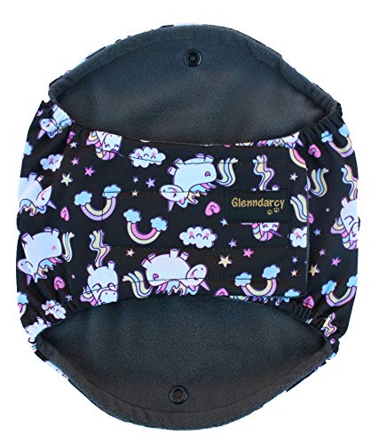 Glenndarcy Diamant multidirektionalen Hund Bauchband - Urin Inkontinenz - Unicorns Small and 2 Washable Pads von Glenndarcy