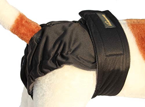 Glenndarcy Hündin Windel - Verstellbare Flexi-Hose - (Size Small to Medium Pants & 2 Washable Pads, Black) von Glenndarcy