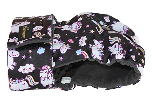 Glenndarcy Hündin Windel - Verstellbare Flexi-Hose - (Size Small to Medium Pants & 2 Washable Pads, Unicorns) von Glenndarcy