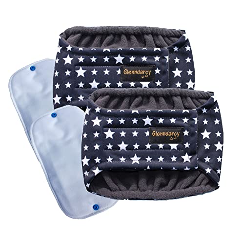 Glenndarcy Hunde-Bauchband für männliche Hunde, Markierung, blaue Sterne, Größe M, 2 Stück Glenndarcy Hunde-Bauchband für männliche Hunde, Markierung, blaue Sterne, Größe M, 2 Stück von Glenndarcy
