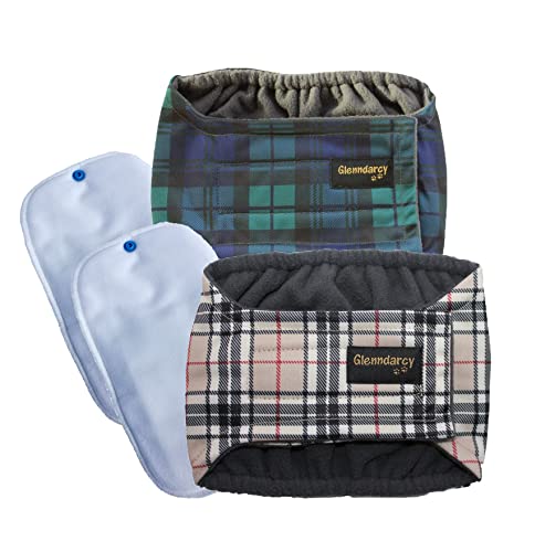 Glenndarcy Hunde-Bauchband für männliche Hunde, Urininkontinenz, Größe L, Tartan, 2 Stück Glenndarcy Hunde-Bauchband für männliche Hunde, Urininkontinenz, Größe L, Tartan, 2 Stück von Glenndarcy