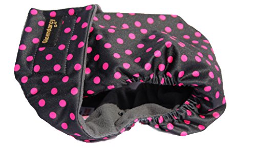 Glenndarcy Hundewindeln - OHNE SCHWANZLOCH - für z.B FRENCHIES und Bulldoggen - Black Pink Dots Large & 2 Washable Pads von Glenndarcy
