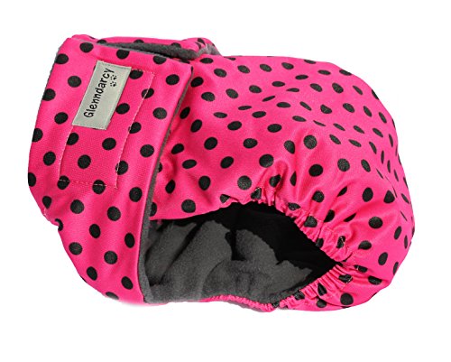 Glenndarcy Hundewindeln - OHNE SCHWANZLOCH - für z.B FRENCHIES und Bulldoggen - Dotty Pink XL & 2 Washable Pads von Glenndarcy