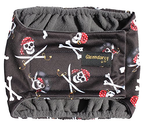 Glenndarcy Männlicher Hundewindeln - Urininkontinenz - (Medium Band and 2 Washable Pads, Pirates) von Glenndarcy