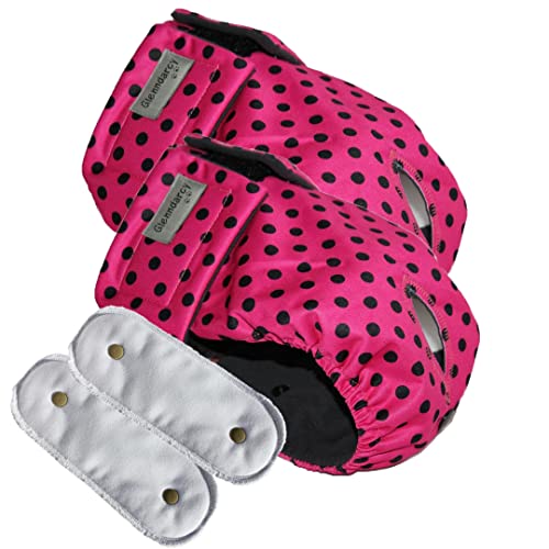 Glenndarcy Windel für Hündinnen – wasserdichter Stoff (2 Stück, Größe M, lang, rosa schwarze Punkte) Glenndarcy Windel für Hündinnen – wasserdichter Stoff (2 Stück, Größe M, lang, rosa schwarze Punkte) von Glenndarcy