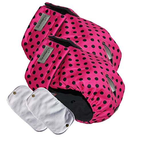 Glenndarcy Windel für Hündinnen, wasserdichter Stoff, Größe XL, rosa schwarze Punkte, 2 Stück Glenndarcy Windel für Hündinnen, wasserdichter Stoff, Größe XL, rosa schwarze Punkte, 2 Stück von Glenndarcy